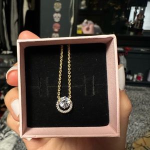 Authentic halo gold plated pandora necklace